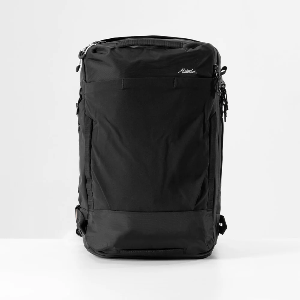 front view of black globerider35 on white studio background