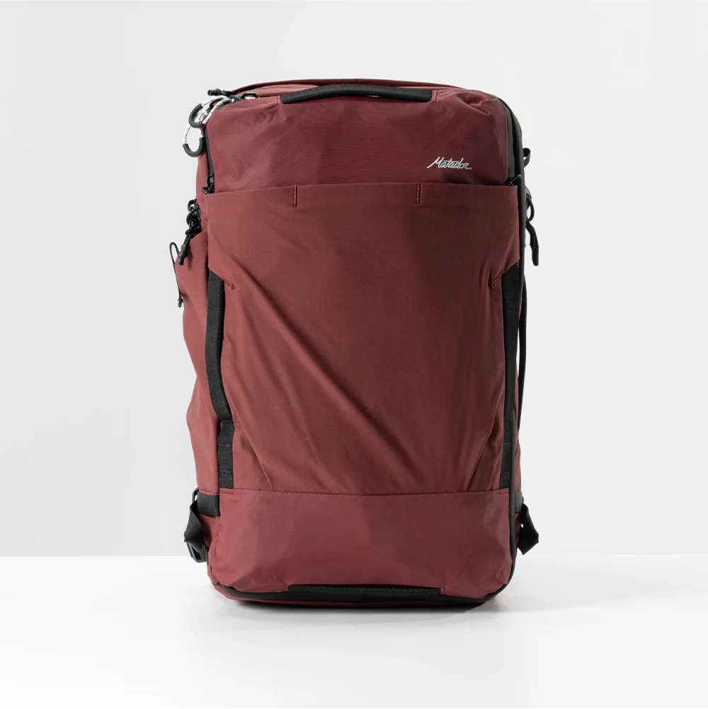 front view of garnet globerider35 on light gray background