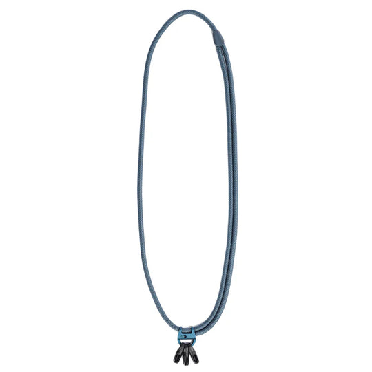 Blue peak design cross body multi strap on a white background