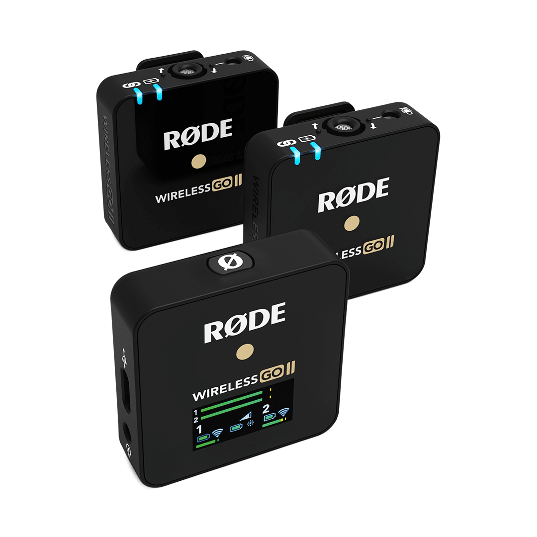 RODE Wireless GO II 2 人紧凑型数字无线麦克风系统/录音机（2.4 GHz，黑色） USB-C 和 iOS 数字输出 相机 移动设备 笔记本电脑