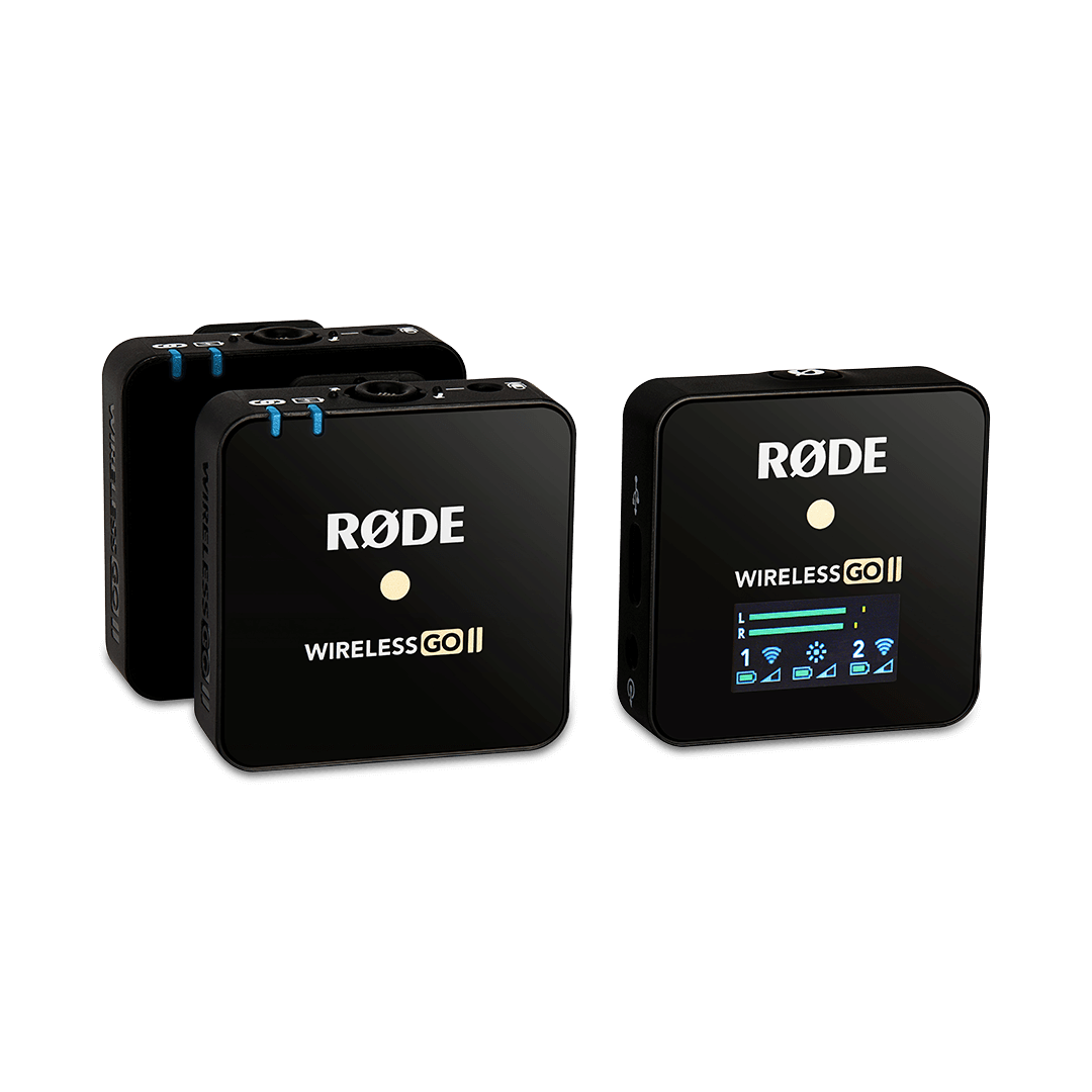 RODE Wireless GO II 2 人紧凑型数字无线麦克风系统/录音机（2.4 GHz，黑色） USB-C 和 iOS 数字输出 相机 移动设备 笔记本电脑