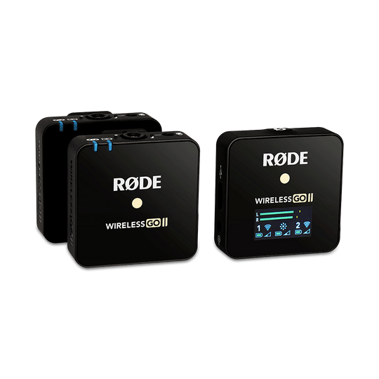 RODE Wireless GO II 2 人紧凑型数字无线麦克风系统/录音机（2.4 GHz，黑色） USB-C 和 iOS 数字输出 相机 移动设备 笔记本电脑