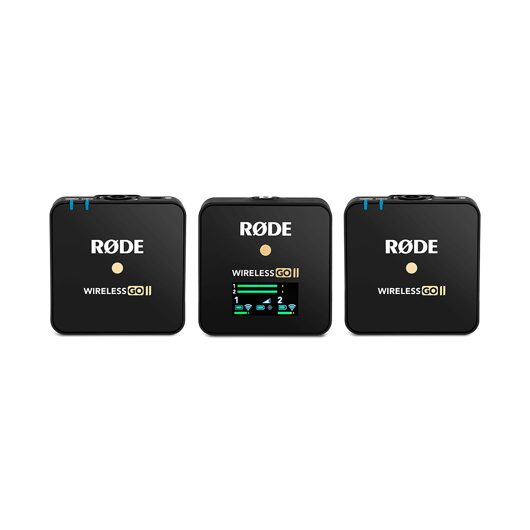 RODE Wireless GO II 2 人紧凑型数字无线麦克风系统/录音机（2.4 GHz，黑色） USB-C 和 iOS 数字输出 相机 移动设备 笔记本电脑