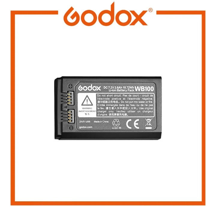 Godox WB100 AD100PRO Accu WB100 batterij 7,2 V/2600 mAh voor Godox V1C Godox WB100 AD100PRO Accu WB100 batterij 7,2 V/2600 mAh voor Godox V1C