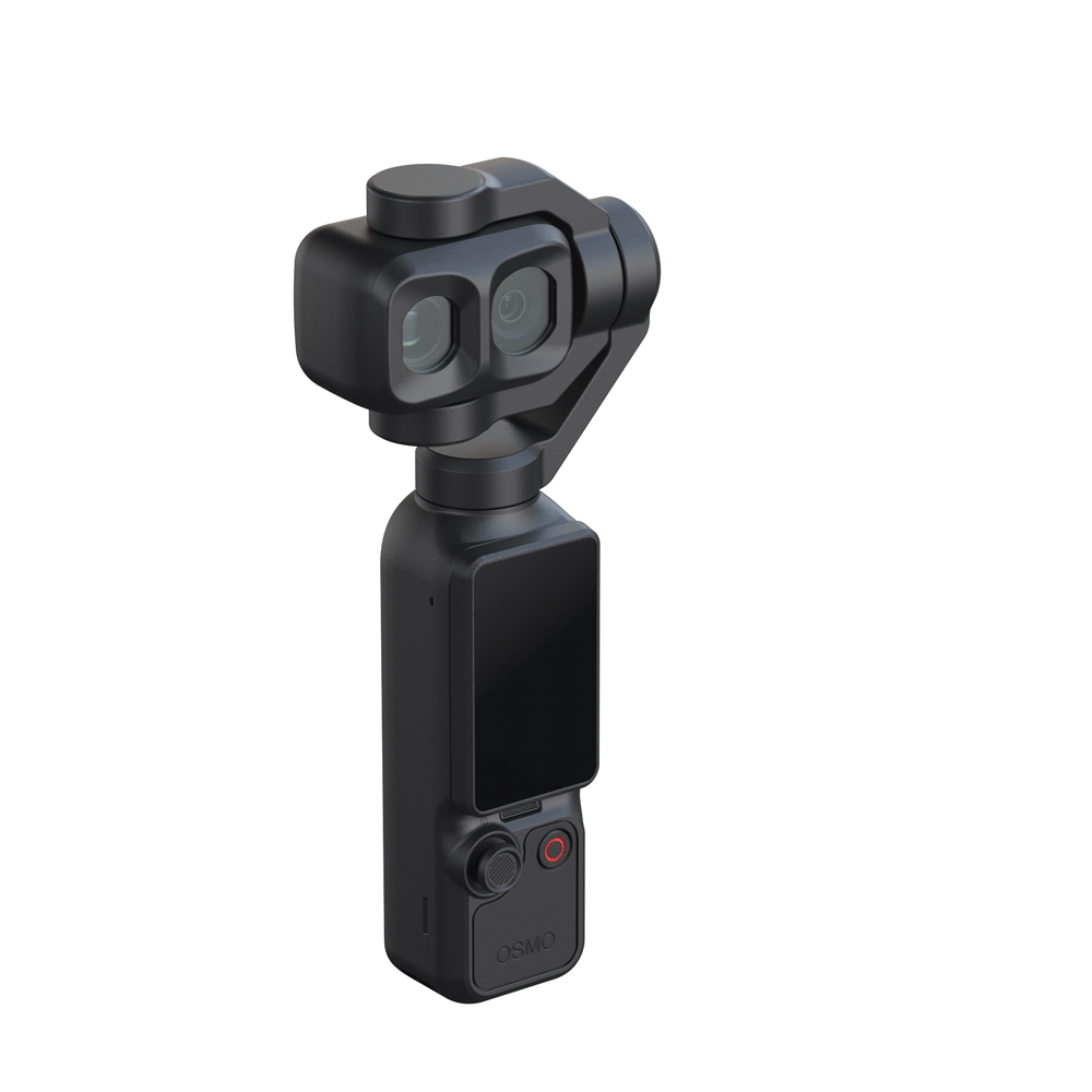SmallRig CPL filter hovering beside the dual-lens camera unit of the DJI Osmo Pocket 4P.