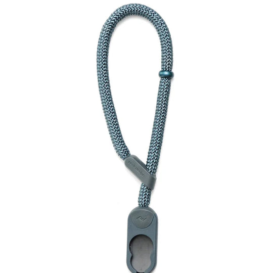 Blue braided lanyard with a gray clip on a white background