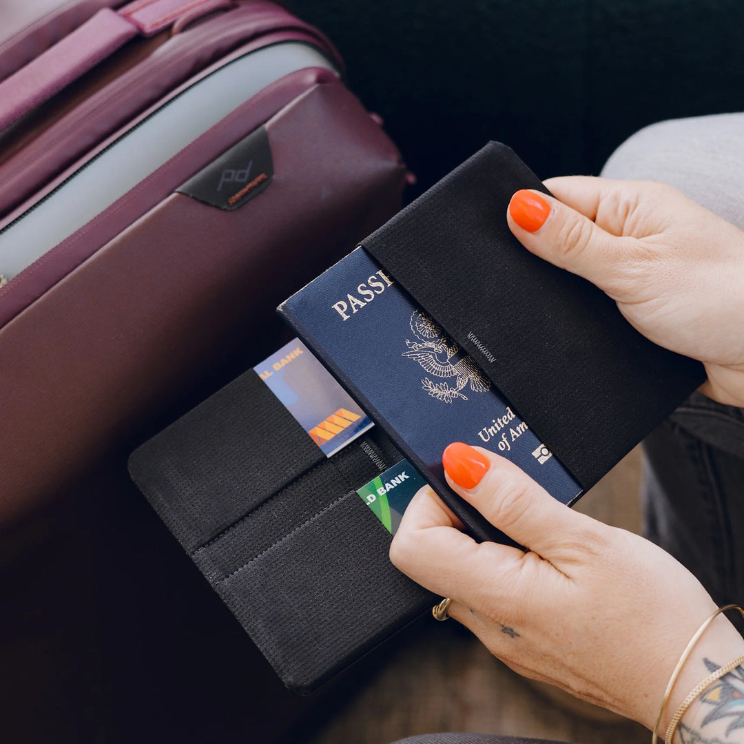 Peak Design travel passport wallet black lifestyle