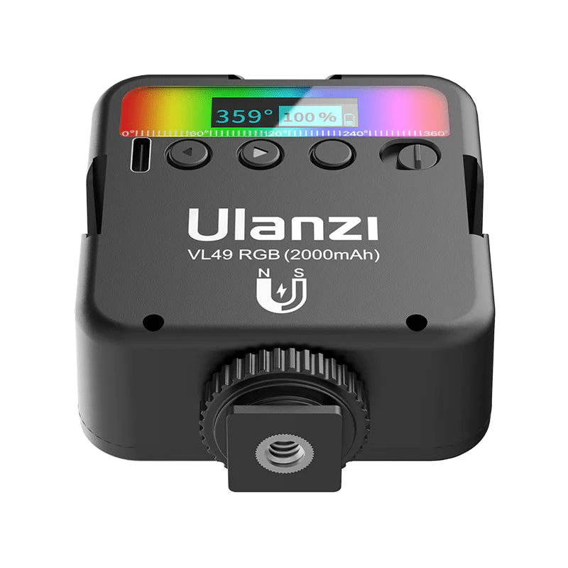 ULANZI VL49 RGB 视频灯 LED 摄像灯全彩便携式摄影照明 2000mAh 可充电 2500-9000K