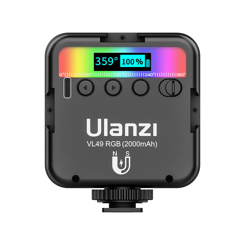 ULANZI VL49 RGB 视频灯 LED 摄像灯全彩便携式摄影照明 2000mAh 可充电 2500-9000K