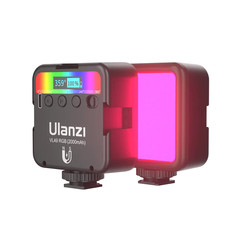 ULANZI VL49 RGB 视频灯 LED 摄像灯全彩便携式摄影照明 2000mAh 可充电 2500-9000K