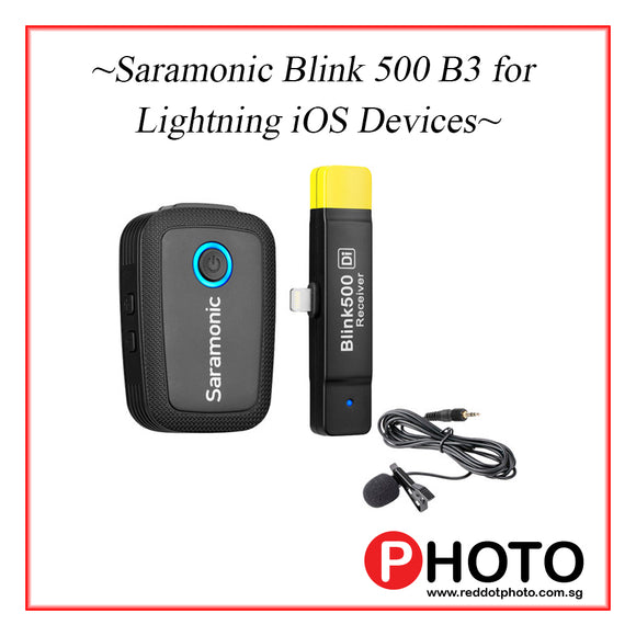 Saramonic Blink 500 B3 适用于 Lightning iOS 设备的数字无线全向领夹式麦克风系统 (2.4 GHz)