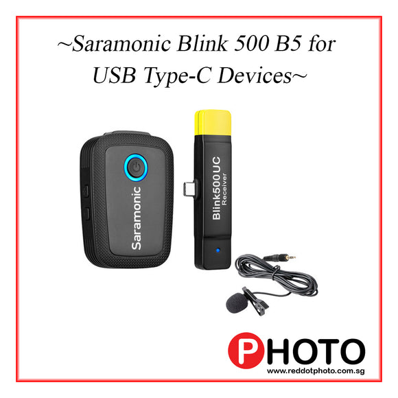 适用于 USB Type-C 设备的 Saramonic Blink 500 B5 数字无线全向领夹式麦克风系统 (2.4 GHz)