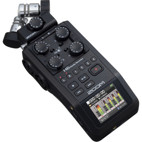Zoom H6 黑色 6 输入/6 轨便携式手持录音机，带单麦克风胶囊（黑色）2020 年版