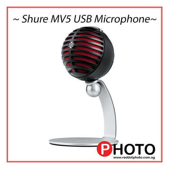 适用于 Mac、PC 和智能设备的舒尔 MV5 数字电容 USB 麦克风 MV5/A-LTG-A（灰色/黑色/绿色）