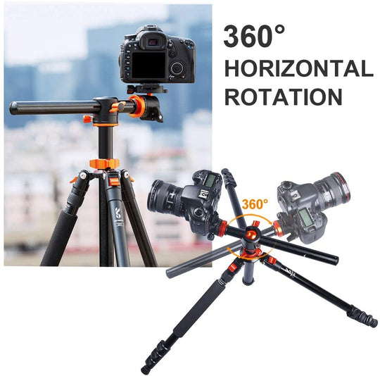 K&F Concept S211 Tripod with Tranverse Center Column Aluminium with detachable monopod