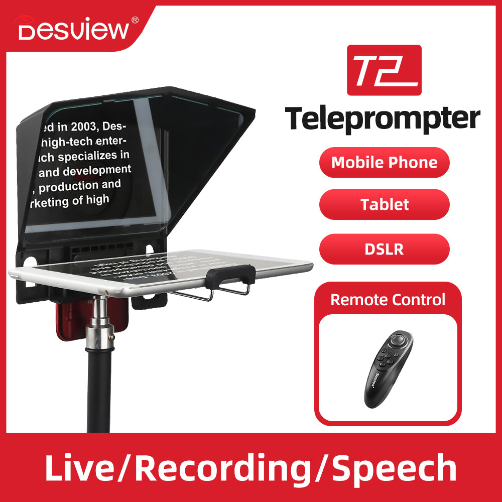 Bestview T2 Desview T2 提词器适用于佳能尼康索尼相机摄影工作室 DSLR 适用于 iPad 智能手机采访提词器摄像机