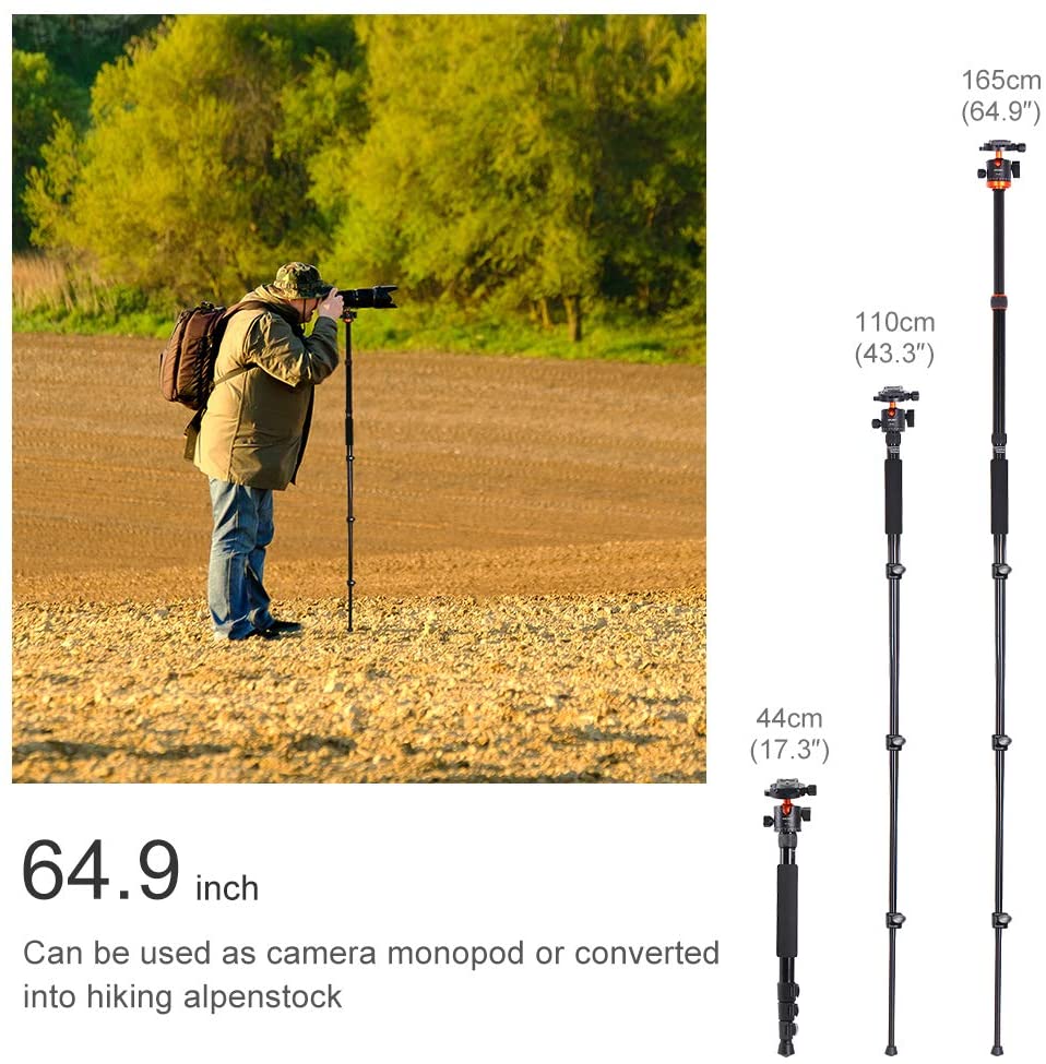 K&F Concept SA254M2 DSLR Camera Aluminum Tripod with Monopod and Ball Head Kit