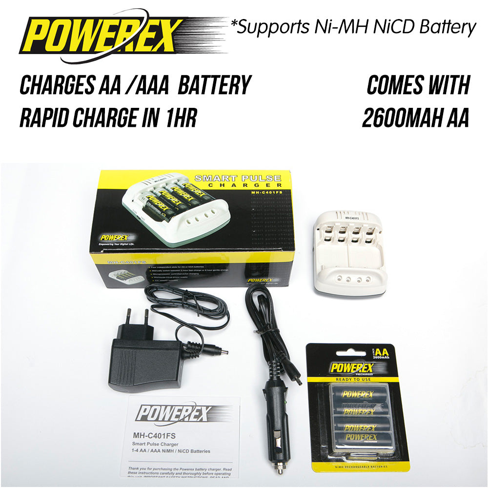 Powerex Smart Pulse AA / AAA NiMH Basic Battery Charger MH-C401FS C401
