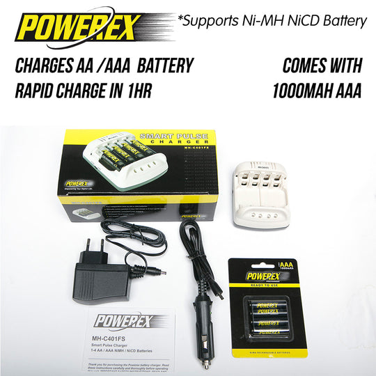 Powerex Smart Pulse AA / AAA NiMH Basic Battery Charger MH-C401FS C401