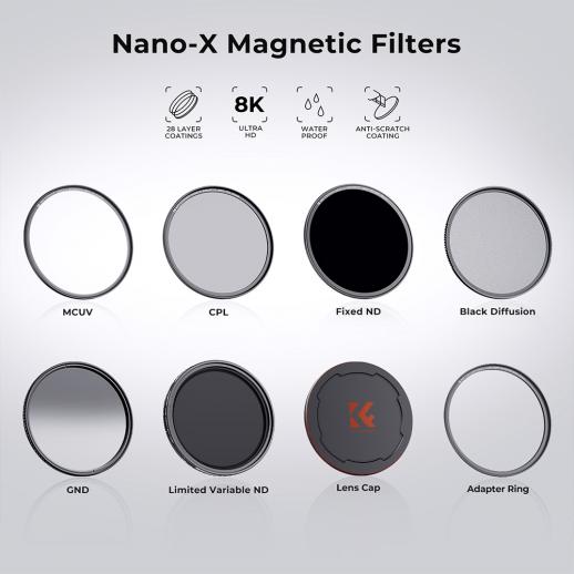 K&amp;F Concept 紫外线过滤器 Nano-X 系列磁性过滤器 绿色涂层 防刮多层涂层