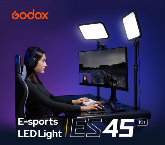 Godox ES45 E-Sport LED 灯套件桌面安装补光灯类似于 Elgato Key Light 