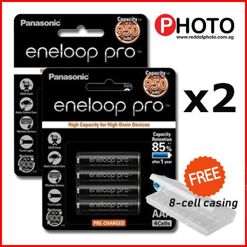 [Made in Japan] (2 packs) [FREE DELIVERY] Panasonic Eneloop PRO 950mAH AAA Rechargeable Batteries with FREE 8-cell casing