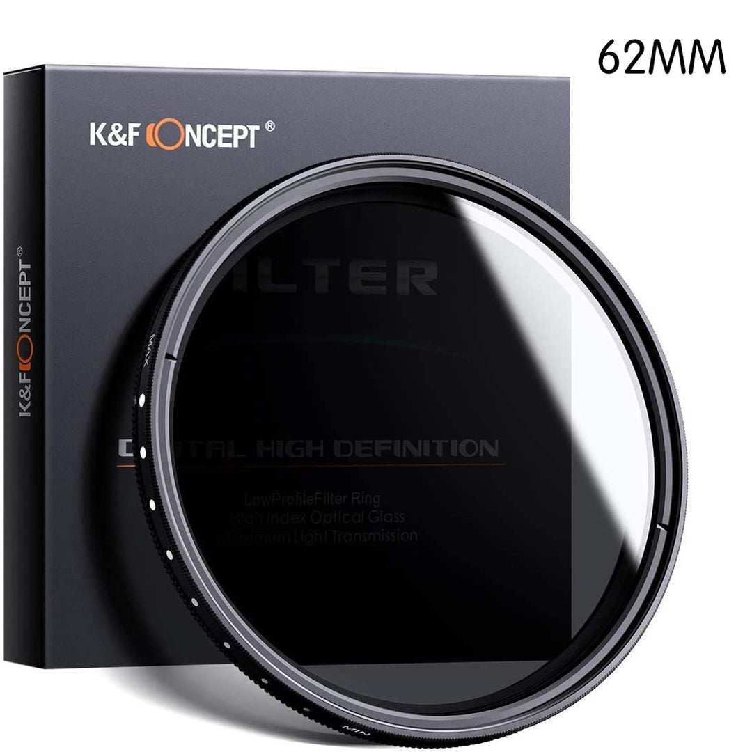 K&F Concept 49 / 52 / 58 / 62 / 67 / 72 / 77 / 82 Ultra Slim Multi Coated Variable Neutral Density Filter ND2 - ND400