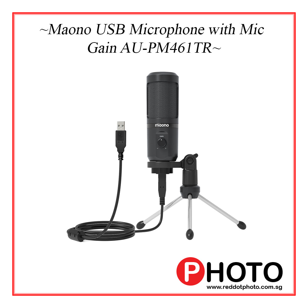 Maono AU-PM461TR PM461 USB便携式USB桌面录音室麦克风带增益功能录音麦克风适用于游戏播客广播电脑麦克风