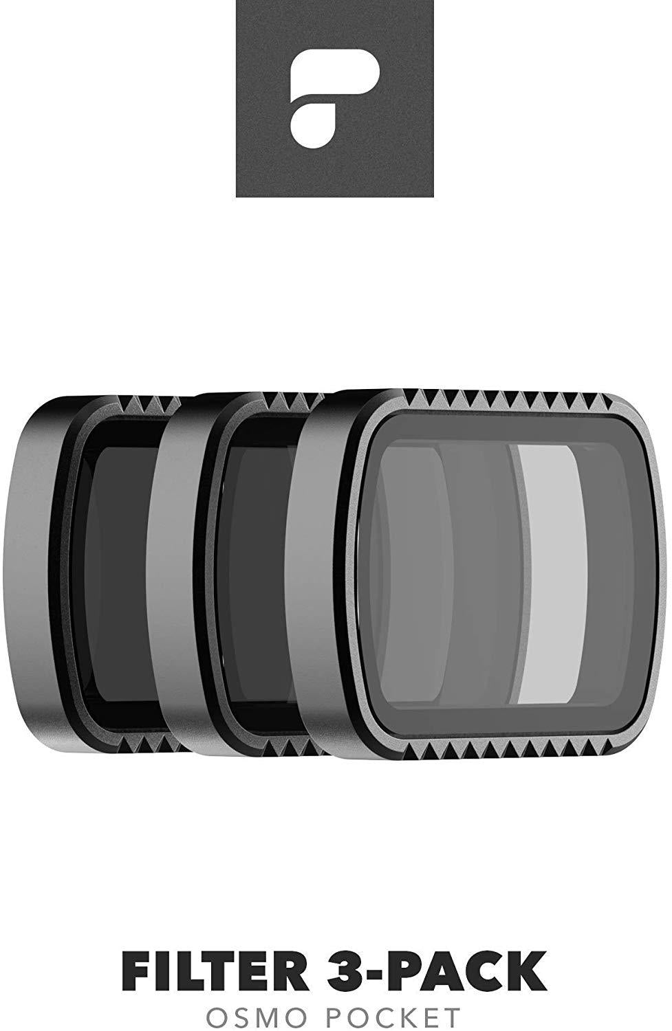 适用于 DJI Osmo Pocket 的 Polar Pro 标准系列 3 件套滤镜套件，包括 ND8、ND16 和 ND32 滤镜