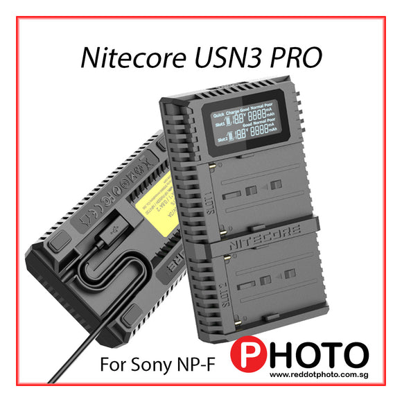 Nitecore USN3 Pro 双槽 USB 充电器适用于索尼 NP-F 电池