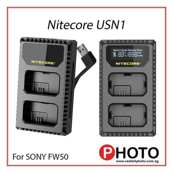 Nitecore USN1 Pro Dual Slot USB Quick Charge 2.0 USB Travel Charger for Sony NP-FW50 Batteries USN1