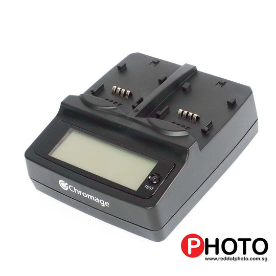 Chromage Dual Camera Battery Charger For Canon, Nikon, Olympus, Fujifilm, Sony (Additional USB Output)