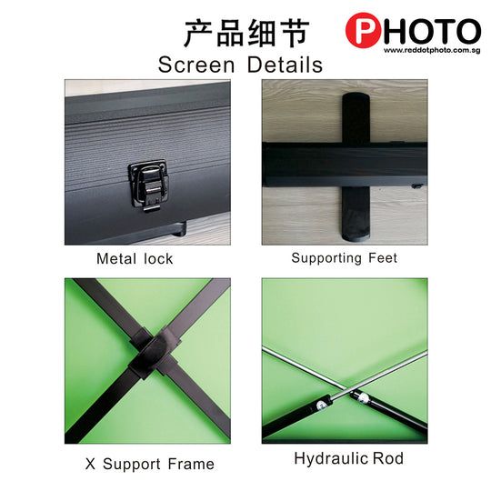 (1.5mx 2m) 拉起绿屏可折叠背景面板，带自动锁定框架，抗皱彩绿色面料，铝制硬盒，超快速安装和拆卸（类似于 Elgato 绿屏）