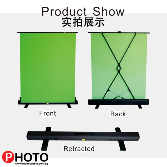 (1.5mx 2m) 拉起绿屏可折叠背景面板，带自动锁定框架，抗皱彩绿色面料，铝制硬盒，超快速安装和拆卸（类似于 Elgato 绿屏）