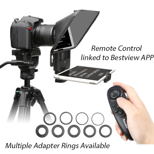 Desview T3 Teleprompter for Cellphone Tablet DSLR with Lens Adapter and Remote Control