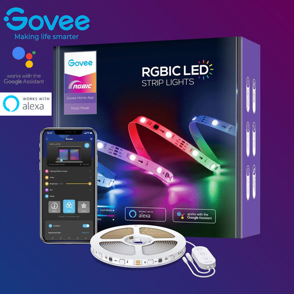 Govee 智能 LED 灯带 RGBIC Wi-Fi+蓝牙 LED 灯带 - 10m 与 A​​lexa 和 Google H6144 配合使用