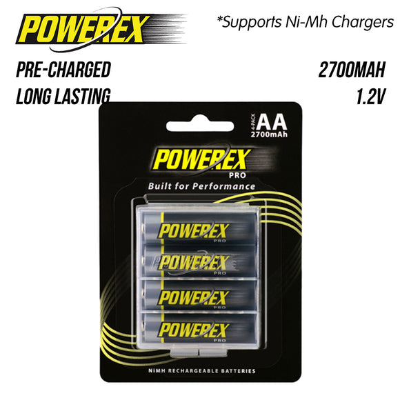 Powerex Pro 预充电 AA 可充电镍氢电池 2700mAh（4 块装） 