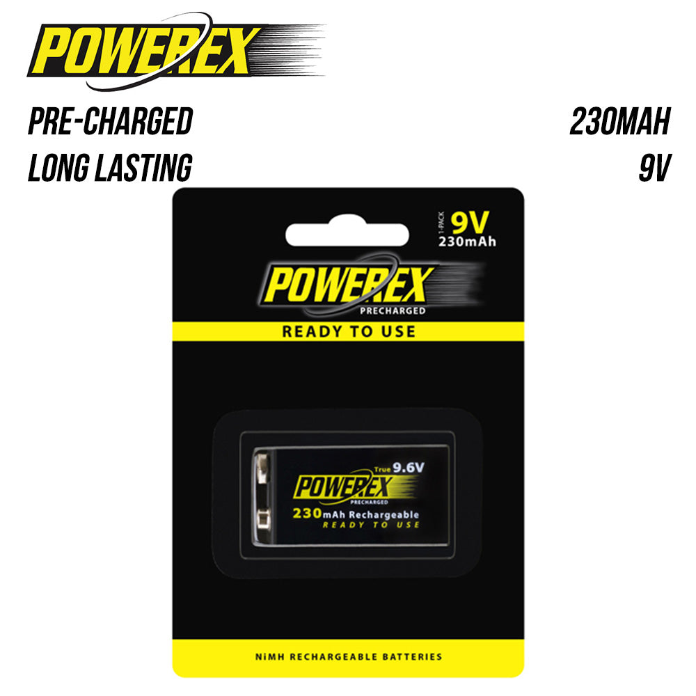 Powerex 预充电 9.6V 230mAh 电池 MHR9VP 9V 可充电电池
