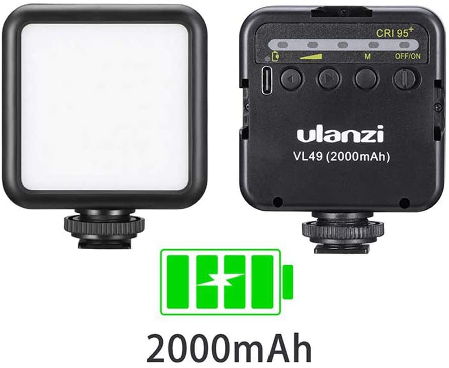 ULANZI VL49 2000mAh LED 视频灯带 3 个冷靴，可充电柔光面板，适用于相机万向节手机灯