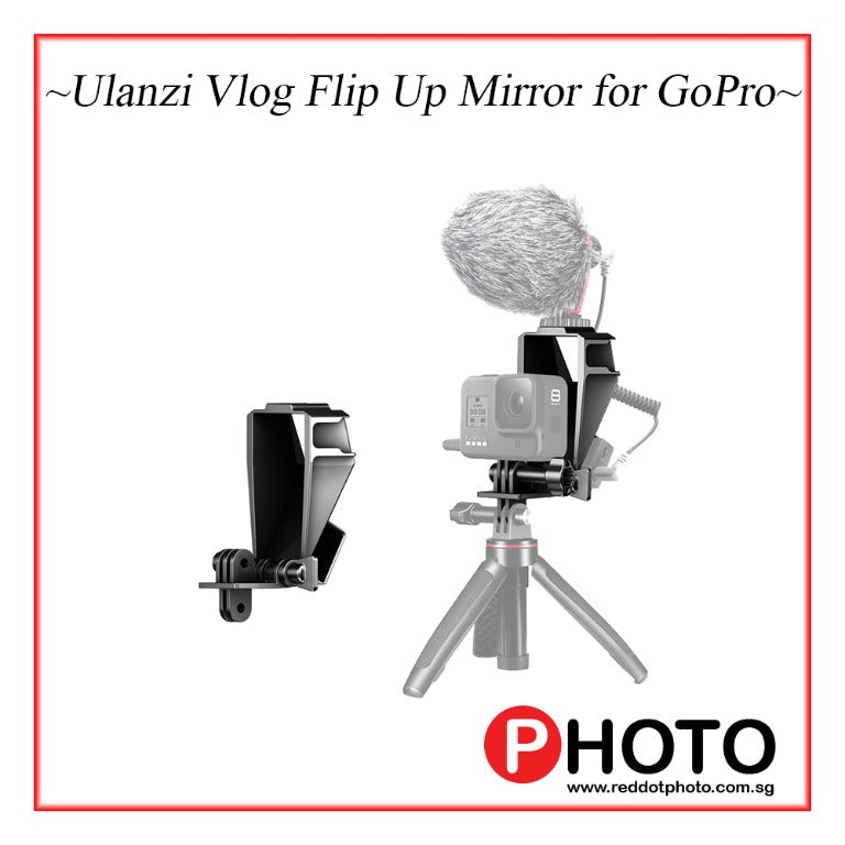 Ulanzi GP-5 Flip Up Vlog Selfie Screen Bracket for Gopro 8 7 6 5 Vlog Mirror Triple Cold Shoe Mount