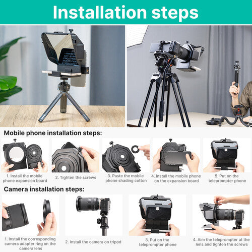 Ulanzi PT-15 PT 15 Universal Teleprompter for Smartphones and Cameras, with Remote