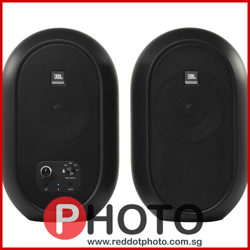 带蓝牙的 JBL 104-BT 紧凑型供电桌面参考监视器（黑色/白色哑光）