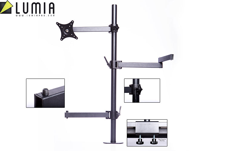 Lumia Black Flamingo Aluminium Universal Desktop Mounting system with Vesa Monitor Mounting Bracket