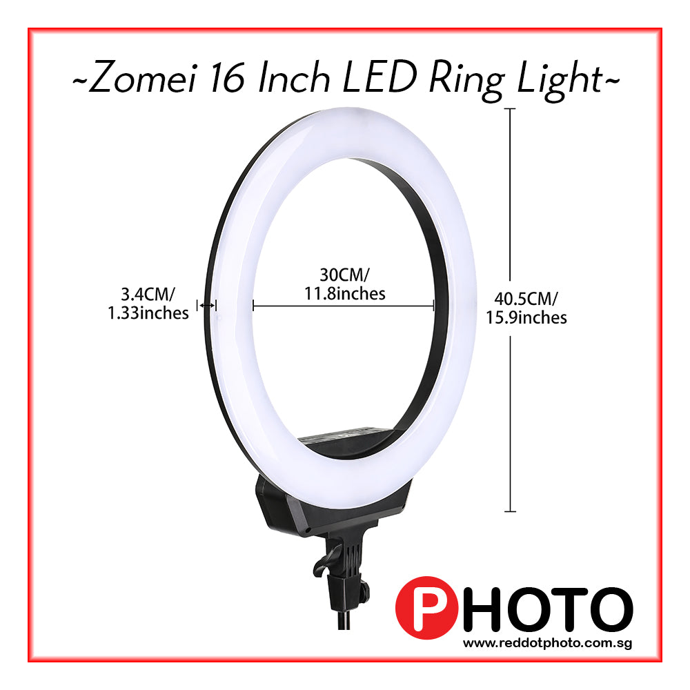 ZOMEi Ring Light 16" /40.5cm Outer 3200-5600K Dimmable LED Ring Light, with Tripod and Phone Holder Carrying Bag for Camera,Smartphone,YouTube,Self-Portrait Shooting