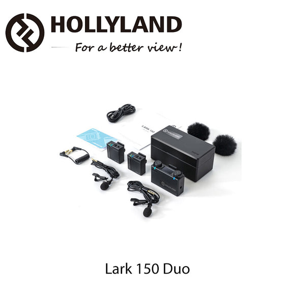 Hollyland LARK 150 DUO 2 人紧凑型数字无线麦克风系统（2.4 GHz，黑色）