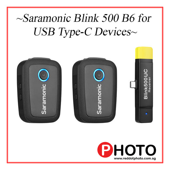 适用于 USB Type-C 设备的 Saramonic Blink 500 B6 2 人数字无线全向领夹式麦克风系统 (2.4 GHz)