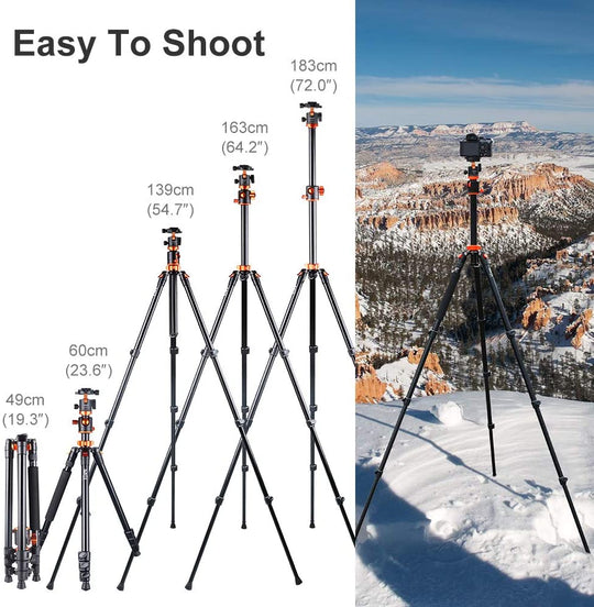 K&F Concept S211 Tripod with Tranverse Center Column Aluminium with detachable monopod