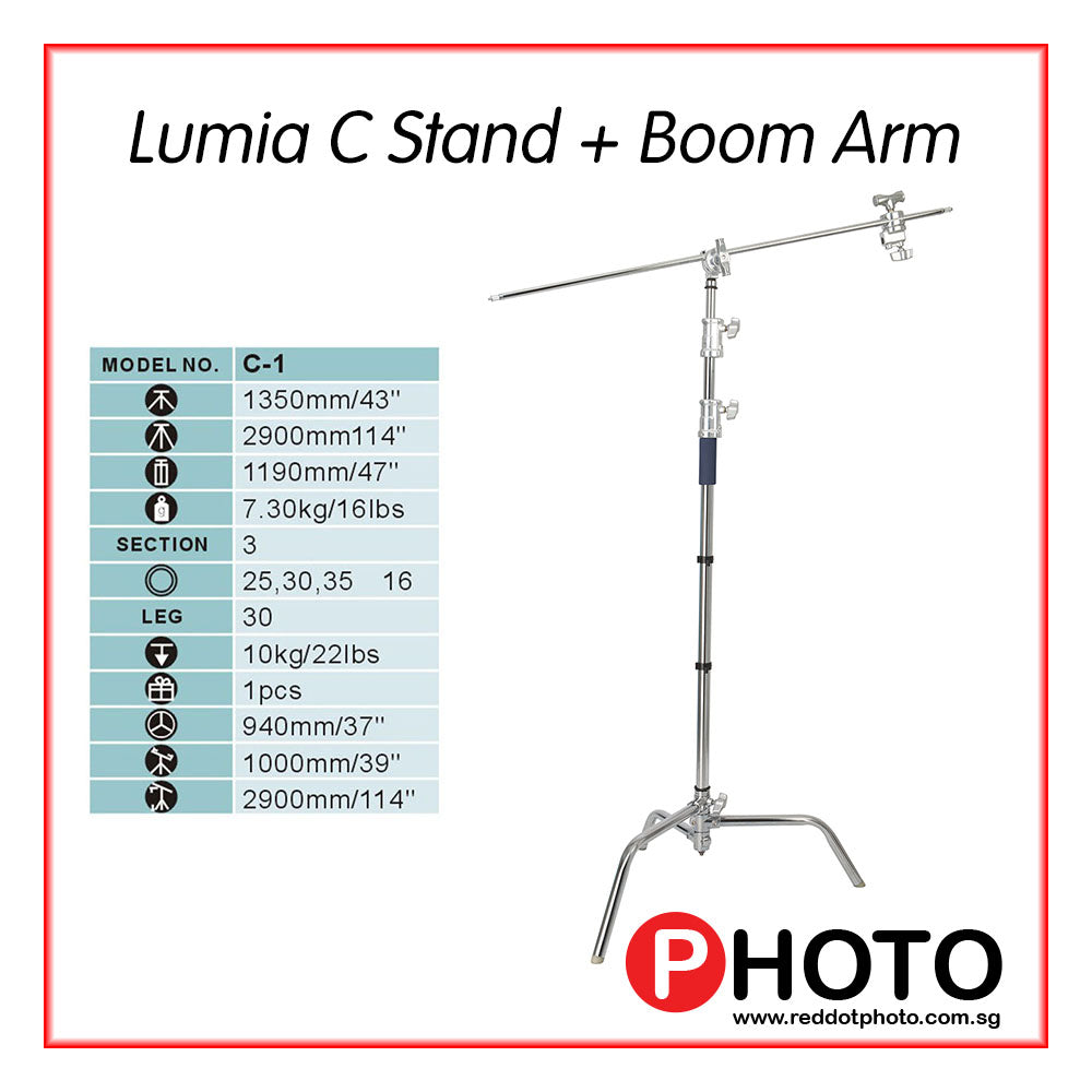 Lumia Century lighting stand (C Stand) Heavy duty Stand With Extension Arm and Grip Head