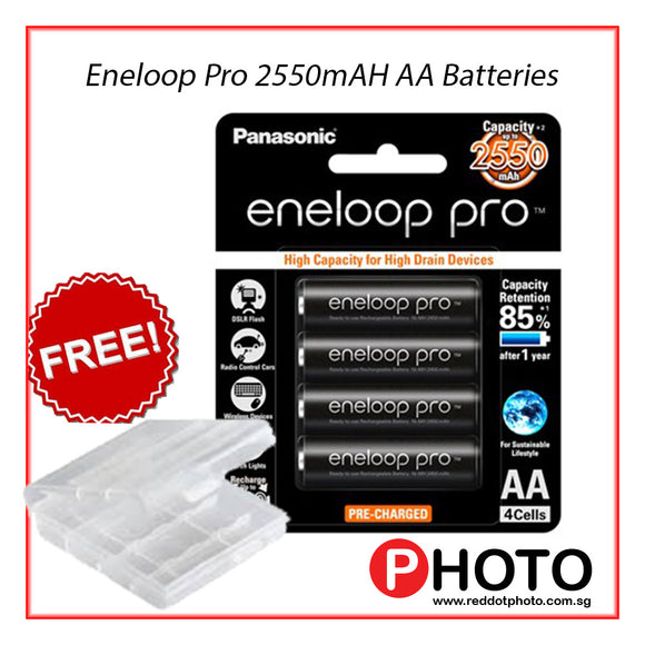 [日本制造] [免费送货] Panasonic Eneloop Pro 2550mAh AA 充电电池 2550 mAh 附赠电池盒
