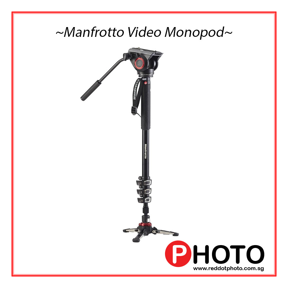 曼富图 MVMXPRO500 XPRO 4 节视频独脚架，带液压云台和液压技术底座